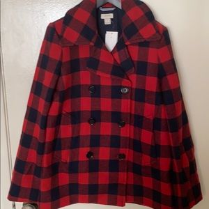 J.Crew Wool Check Buffalo Peacoat